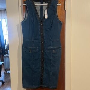White House Black Market size 12 Denim Dress with Button Accents new with tags